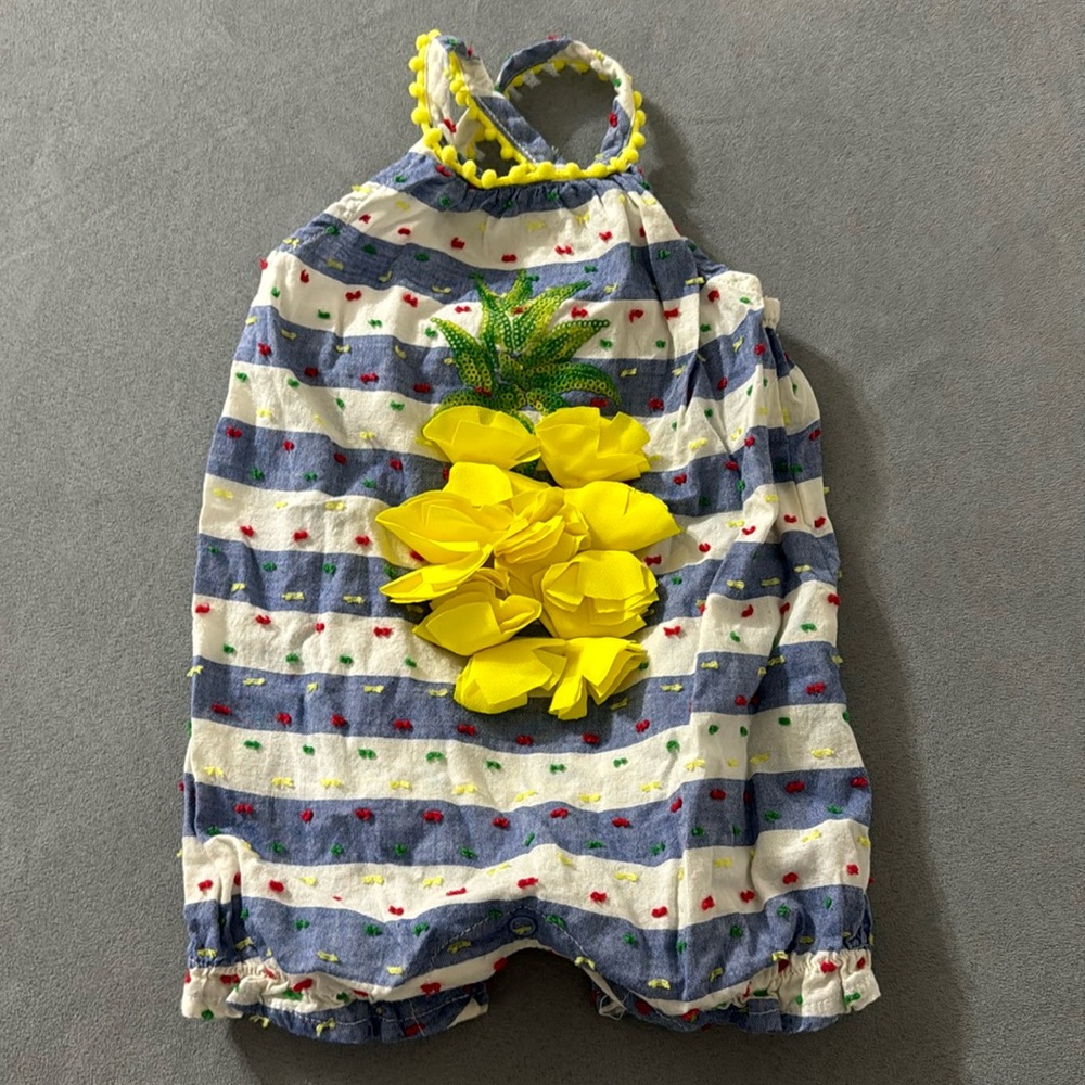 Mudpie Baby Pineapple Striped Onesie